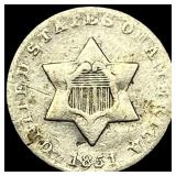 1851 Silver Three-Cent Piece HIGH GRADE