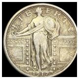1917 Type 1 Standing Liberty Quarter NEARLY  UNCI