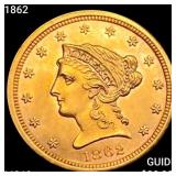 1862 $2.50 Gold Quarter Eagle CHOICE BU