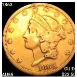 1863 $20 Gold Double Eagle HIGH GRADE