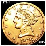 1873-S $5 Gold Half Eagle CHOICE AU