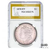1878 8TF Morgan Silver Dollar PGA MS63 PL