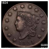 1824 Coronet Head Large Cent HIGH GRADE