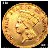 1886 $3 Gold Piece CHOICE BU