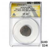 1676-P Bolivia Carlos II Silver 1 Real Cob Sea Sal
