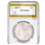 1897-S Morgan Silver Dollar PGA MS64