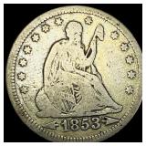 1853 Arrows/Rays Seated Liberty Quarter  NICELY C
