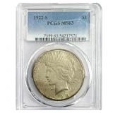 1922-S Silver Peace Dollar PCGS MS63