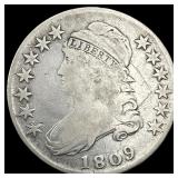 1809 Capped Bust Silver Half Dollar LIGHTLY  CIRC