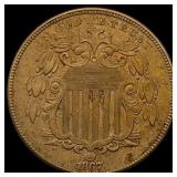 1867 Shield Nickel ABOUT UNCIRCULATED