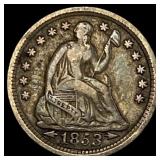 1853 Arrows Seated Liberty Half Dime ABOUT  UNCIR