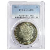 1885 Morgan Silver Dollar PCGS MS64 PL