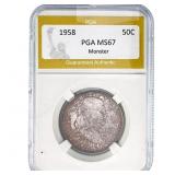 1958 Franklin Half Dollar PGA MS67 Monster