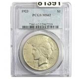 1923 Silver Peace Dollar PCGS MS62