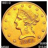 1851-O $10 Gold Eagle UNCIRCULATED