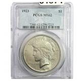 1923 Silver Peace Dollar PCGS MS62