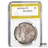 1878 Rev 79 Morgan Silver Dollar PGA MS64