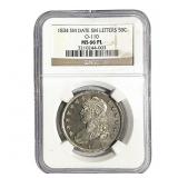 1834 Capped Bust Half Dollar NGC MS66 PL Sm Date