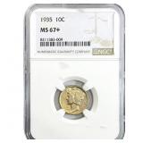 1935 Mercury Silver Dime NGC MS67+