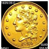 1839/39-C $2.50 Gold Quarter Eagle UNCIRCULATED