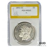 1891-CC Morgan Silver Dollar PGA MS63 PL