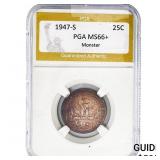 1947-S Washington Silver Quarter PGA MS66+ Monster