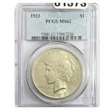 1923 Silver Peace Dollar PCGS MS62