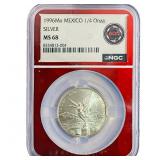 1996 Mo Mexico 1/4 Onza Sliver NGC MS68