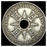 1945 New Guinea Silver 1 Shilling  UNCIRCULATED