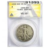 1946 Walking Liberty Half Dollar ANACS VG10