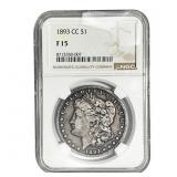 1893-CC Morgan Silver Dollar NGC F15