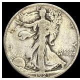 1921-S Silver Half Dollar Walking Liberty  NICELY