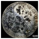 1809 Colonial Spain Silver 8 Reales Chopmarks NEAR