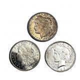 [3 Coins] 1921-1923 Morgan&Peace SIlver Dollar Lot