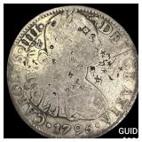 1796 Colonial Spain Silver 8 Reales Chopmarks NEAR