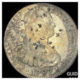 1797 Colonial Spain Silver 8 Reales Chopmarks NEAR