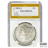 1901-S Morgan Silver Dollar PGA MS60 PL