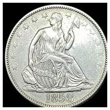 1858 Seated Liberty Half Dollar CLOSELY  UNCIRCUL