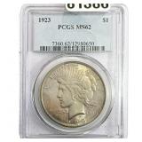 1923 Silver Peace Dollar PCGS MS62