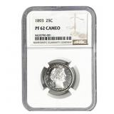 1893 Barber Quarter NGC PF62 Cameo