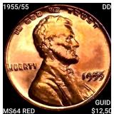 1955/55 DDO Wheat Cent CHOICE BU RD