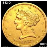 1842-O $5 Gold Half Eagle CHOICE AU