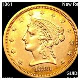 1861 New Rev $2.50 Gold Quarter Eagle CHOICE AU