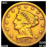 1851 $2.50 Gold Quarter Eagle CHOICE AU