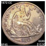 1872-CC Seated Liberty Half Dollar NEARLY UNCIRCUL