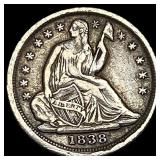 1838 Silver Half Dime NEARLY UNCIRCULATED