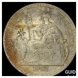 1902 French Indo-China Silver Trade Piastre Chopma