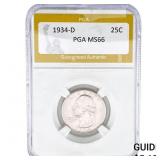 1934-D Washington Silver Quarter PGA MS66