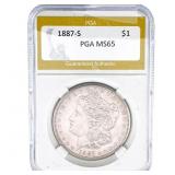 1887-S Morgan Silver Dollar PGA MS65