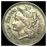 1865 Nickel Three-Cent Piece NEARLY UNCIRCULATED